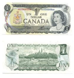 1973 -  1 DOLLAR 1973, CROW/BOUEY PRÉFIXES AAX