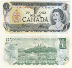 1973 -  1 DOLLAR 1973, CROW/BOUEY PRÉFIXES EAX
