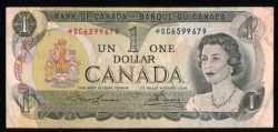 1973 -  1 DOLLAR 1973, LAWSON/BOUEY PRÉFIXE *O/G (VG)