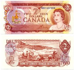 1974 -  2 DOLLARS 1974, CROW/BOUEY PRÉFIXES ABX