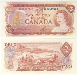 1974 -  2 DOLLARS 1974, LAWSON/BOUEY PRÉFIXES ABX