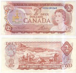 1974 -  2 DOLLARS 1974, LAWSON/BOUEY PRÉFIXES BX