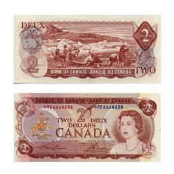 1974 -  2 DOLLARS 1974, LAWSON/BOUEY PRÉFIXES RE