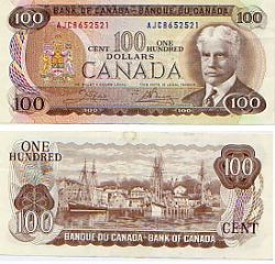 1975 -  100 DOLLARS 1975, CROW/BOUEY, PRÉFIXE AJC