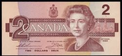 1986 -  2 DOLLARS 1986, THIESSEN/CROW - BILLET RADAR: NUMÉROS À 3 OU 4 CHIFFRES
