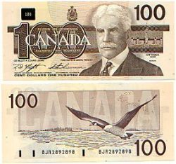 1988 -  100 DOLLARS 1988, KNIGHT/THIESSEN, PRÉFIXE BJR (EF)