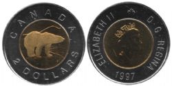 2 DOLLARS -  2 DOLLARS 1997 - OURS MAT -  PIÈCES DU CANADA 1997