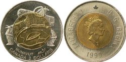 2 DOLLARS -  2 DOLLARS 1999 - NUNAVUT (CIRCULÉE) -  PIÈCES DU CANADA 1999