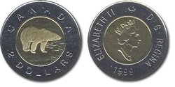 2 DOLLARS -  2 DOLLARS 1999 (PL) -  PIÈCES DU CANADA 1999
