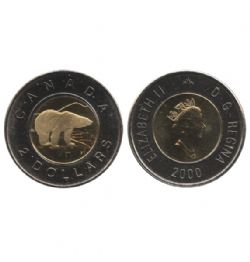 2 DOLLARS -  2 DOLLARS 2000 - OURS POLAIRE -  PIÈCES DU CANADA 2000