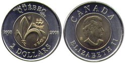 2 DOLLARS -  2 DOLLARS 2008 - 400E ANNIVERSAIRE DE QUÉBEC - BRILLANT INCIRCULÉ (BU) -  PIÈCES DU CANADA 2008