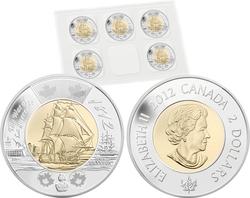 2 DOLLARS -  2 DOLLARS 2012 - HMS SHANNON - ENSEMBLE DE CINQ PIÈCES -  PIÈCES DU CANADA 2012
