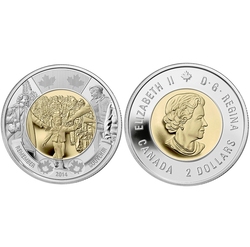 2 DOLLARS -  2 DOLLARS 2014 - ATTENDS-MOI PAPA - BRILLANT INCIRCULE (BU) -  PIÈCES DU CANADA 2014
