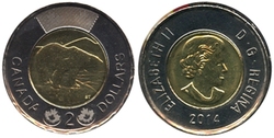 2 DOLLARS -  2 DOLLARS 2014 - BRILLANT INCIRCULE (BU) -  PIÈCES DU CANADA 2014
