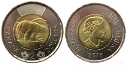 2 DOLLARS -  2 DOLLARS 2016 - BRILLANT INCIRCULE (BU) -  PIÈCES DU CANADA 2016