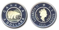 2 DOLLARS -  L'OURS POLAIRE -  PIÈCES DU CANADA 1996