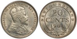 20 CENTS -  20 CENTS 1904 H -  PIÈCES DE TERRE-NEUVE 1904