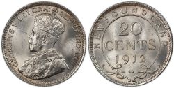20 CENTS -  20 CENTS 1912 -  1912 NEWFOUNFLAND COINS