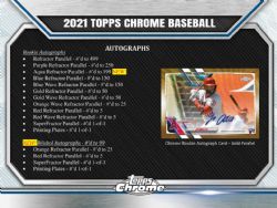2021 BASEBALL -  TOPPS CHROME JUMBO (P13/B12/C8)
