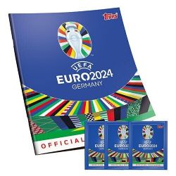 2024 SOCCER -  TOPPS UEFA EURO ALLEMAGNE - MEGA STARTER PACK : ALBUM + 4 PAQUETS AUTOCOLLANTS