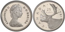 25 CENTS -  25 CENTS 1981 (PR) -  PIÈCES DU CANADA 1981