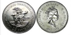 25 CENTS -  25 CENTS 1992 - TERRITOIRES DU NORD OUEST (BU) -  PIÈCES DU CANADA 1992 02