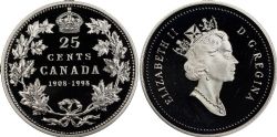 25 CENTS -  25 CENTS 1998 1908-1998 ÉDITION MIROIR (PR) -  PIÈCES DU CANADA 1998