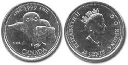 25 CENTS -  25 CENTS 1999 - AVRIL -  PIÈCES DU CANADA 1999