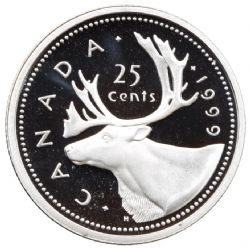 25 CENTS -  25 CENTS 1999 CARIBOU (PR) -  1999 CANADAIAN COINS