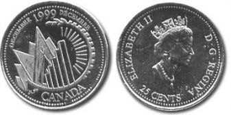 25 CENTS -  25 CENTS 1999 - DÉCEMBRE - BRILLANT INCIRCULE (BU) -  PIÈCES DU CANADA 1999 12