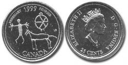 25 CENTS -  25 CENTS 1999 - FÉVRIER -  PIÈCES DU CANADA 1999