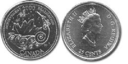 25 CENTS -  25 CENTS 2000 - RÉALISATION -  PIÈCES DU CANADA 2000