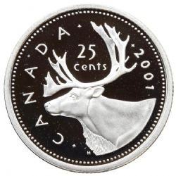 25 CENTS -  25 CENTS 2001 (PR) -  2001 CANADIAN COINS