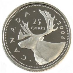 25 CENTS -  25 CENTS 2004 CARIBOU (PR) -  2004 CANADIAN COINS