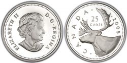 25 CENTS -  25 CENTS 2005 CARIBOU (PR) -  2005 CANADIAN COINS