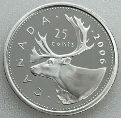 25 CENTS -  25 CENTS 2006 CARIBOU (PR) -  2006 CANADIAN COINS