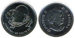 25 CENTS -  25 CENTS 2011 - BISON DES BOIS (BU) -  PIÈCES DU CANADA 2011