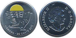 25 CENTS -  25 CENTS 2011 COLORÉ - FAUCON PÈLERIN (BU) -  PIÈCES DU CANADA 2011