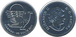 25 CENTS -  25 CENTS 2011 - FAUCON PÈLERIN (BU) -  PIÈCES DU CANADA 2011