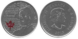 25 CENTS -  25 CENTS 2013 COLORÉ - LAURA SECORD (BU) -  PIÈCES DU CANADA 2013