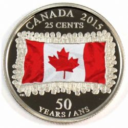 25 CENTS -  25 CENTS 2015 COLORÉ - DRAPEAU CANADIEN (PR) -  PIÈCES DU CANADA 2015