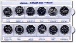 25 CENTS -  ENSEMBLE DE 12 PIÈCES DE 25 CENTS SUR LE NOUVEAU MILLENAIRE (CIRCULÉS) -  PIÈCES DU CANADA 2000