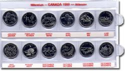 25 CENTS -  ENSEMBLE DE 12 PIÈCES DE 25 CENTS SUR LES MOIS DE L'ANNÉE (CIRCULÉS) -  PIÈCES DU CANADA 1999