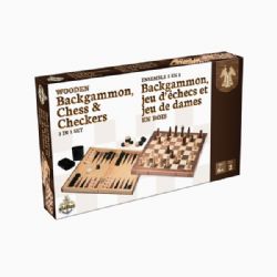 3 EN 1 - ÉCHECS, DAMES ET BACKGAMMON