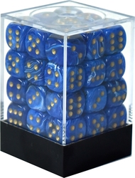 36D6 ENSEMBLE DÉS -  36D6, 12MM, BLEU AVEC OR -  VORTEX CHX