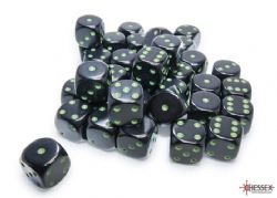 36D6 ENSEMBLE DÉS -  ENSEMBLE DE 36D6 OPAQUE - NOIR/VERT