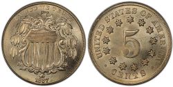 5 CENTS -  5 CENTS 1867, SANS RAYONS (VG) -  PIÈCES DES ETATS-UNIS 1867