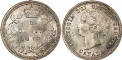 5 CENTS -  5 CENTS 1870 AVERS 1 / REBORDS LARGES & 1 SUR 1 -  PIÈCES DU CANADA 1870