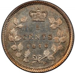 5 CENTS -  5 CENTS 1870 AVERS 2 / REBORDS ÉTROITS -  PIÈCES DU CANADA 1870