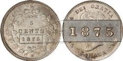 5 CENTS -  5 CENTS 1875H GROSSE DATE & 5 SUR 5 -  PIÈCES DU CANADA 1875